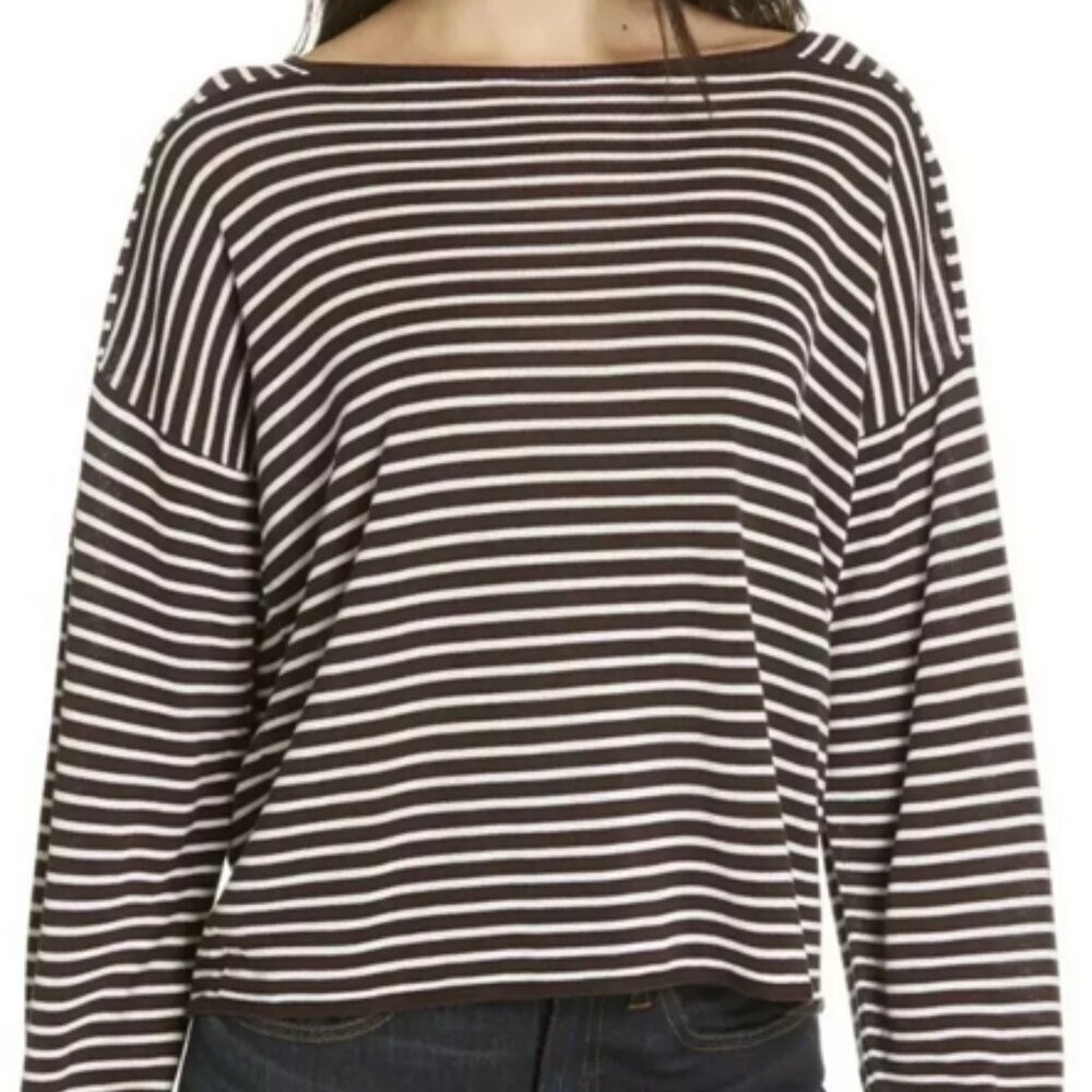NEW Eileen Fisher Casis Stripe Bateau Neck Sweater, Size XL